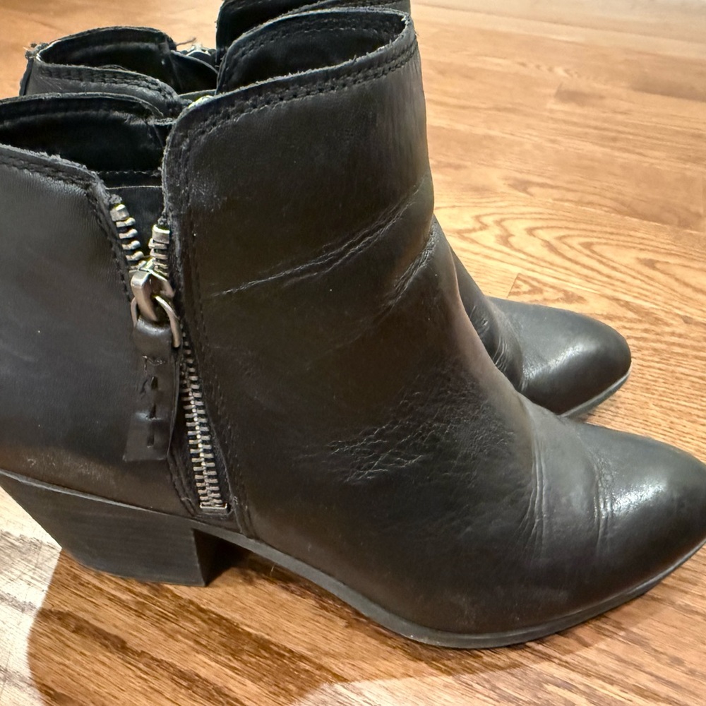 Frye Black Leather Ankle Boots